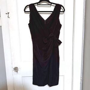 ABS Allen Schwartz Size 8 Faux Wrap Bow Dress Black Cocktail Special Occasion